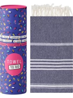 Strandlaken "Towel To Go - Ipanema" Donkerblauw - (L)180 X (B)100 Cm