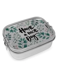 Lunchbox "Have A Nice Day" Zilverkleurig - (B)16,5 X (H)6 X (D)14 Cm