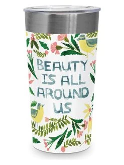 Roestvrijstalen Isoleerbeker "Beauty Is Around" Wit/meerkleurig - 400 Ml