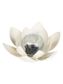 Decoratieve Ledsolarlamp "Lotus" Crème - (H)12 Cm