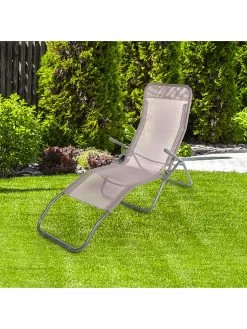 Ligstoel Taupe - (B)205 X (H)114 X (D)65 Cm