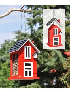 Vogelvoederhuis Rood - (B)14 X (H)30 X (D)14 Cm