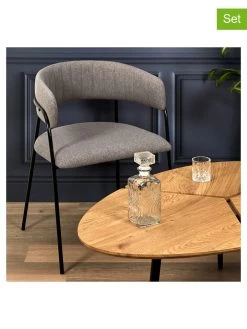 2-delige Set: Eetkamerstoelen "Liverpool" Grijs - (B)57 X (H)82 X (D)59 Cm