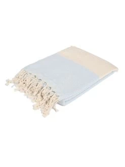 Hamamdoek Lichtblauw/beige - (L)175 X (B)100 Cm