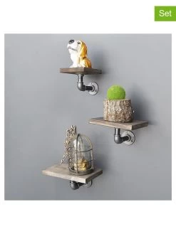 3-delige Set: Wandmeubels "Boru" Walnootkleurig