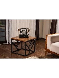 Salontafel "Zenica" Walnootkleurig/zwart - (B)46 X (H)41 X (D)46 Cm