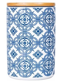 Voorraadpot "Italian Beauty" Blauw/wit - (H)16 X Ø 10 Cm -Home Uitgebreid Winkel shades of villa deste voorraadpot italian beauty blauw wit h 16 x o 10 cm 1
