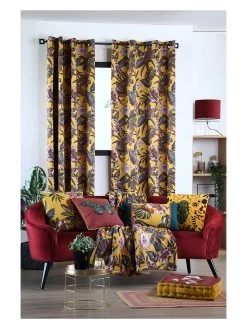 Plaid "Curiosity" Geel/meerkleurig - (L)160 X (B)130 Cm -Home Uitgebreid Winkel stof france plaid curiosity geel meerkleurig l 160 x b 130 cm 1