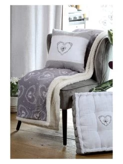 Plaid "Pauline" Grijs - (L)160 X (B)130 Cm -Home Uitgebreid Winkel stof france plaid pauline grijs l 160 x b 130 cm 2