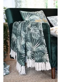 Plaid "Vibes" Groen - (L)150 X (B)130 Cm -Home Uitgebreid Winkel stof france plaid vibes groen l 150 x b 130 cm 2