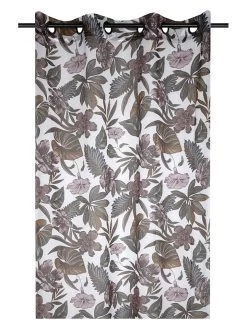 Ringgordijn "Curiosity" Wit/groen - (L)260 X (B)140 Cm -Home Uitgebreid Winkel stof france ringgordijn curiosity wit groen l 260 x b 140 cm 1