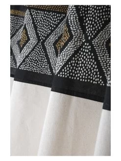 Ringgordijn "Ethnograf" Wit/zwart - (L)260 X (B)140 Cm -Home Uitgebreid Winkel stof france ringgordijn ethnograf wit zwart l 260 x b 140 cm 3