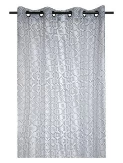 Ringgordijn "Houston" Grijs/wit - (L)260 X (B)140 Cm -Home Uitgebreid Winkel stof france ringgordijn houston grijs wit l 260 x b 140 cm 1