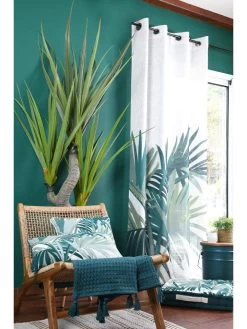 Ringgordijn "Malanga" Wit/groen - (L)260 X (B)140 Cm -Home Uitgebreid Winkel stof france ringgordijn malanga wit groen l 260 x b 140 cm 2