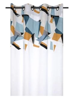 Ringgordijn "Quadro" Wit/meerkleurig - (L)260 X (B)140 Cm -Home Uitgebreid Winkel stof france ringgordijn quadro wit meerkleurig l 260 x b 140 cm 2