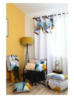 Ringgordijn "Quadro" Wit/meerkleurig - (L)260 X (B)140 Cm -Home Uitgebreid Winkel stof france ringgordijn quadro wit meerkleurig l 260 x b 140 cm 3