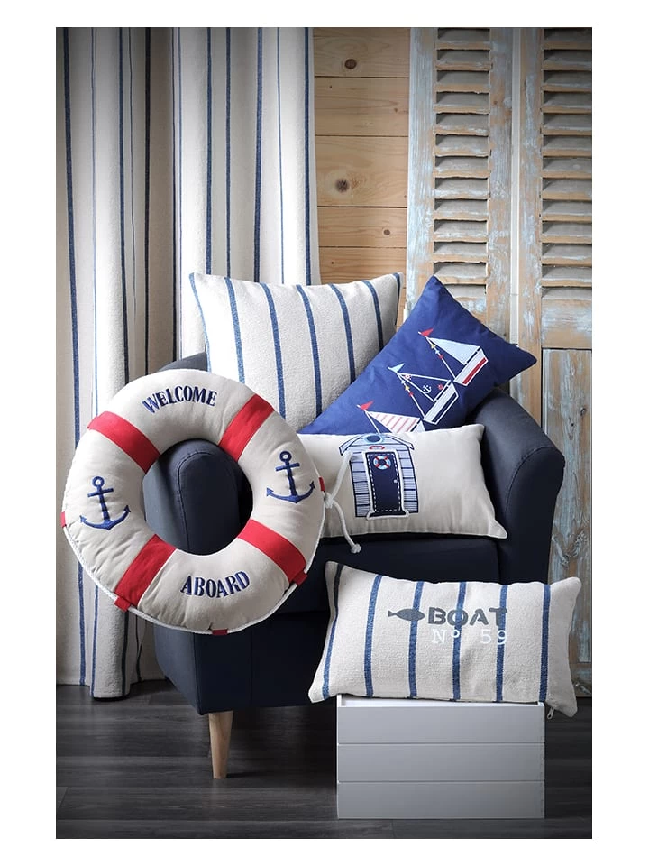 Ringgordijn "St Trop" Wit/blauw - (L)260 X (B)135 Cm