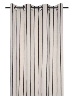 Ringgordijn "St Trop" Wit/zwart - (L)260 X (B)135 Cm -Home Uitgebreid Winkel stof france ringgordijn st trop wit zwart l 260 x b 135 cm 1