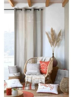 Ringgordijn "Yacht" Crème - (L)260 X (B)140 Cm -Home Uitgebreid Winkel stof france ringgordijn yacht creme l 260 x b 140 cm 3