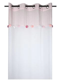 Ringgordijn "Zoeline" Lichtroze/wit - (L)260 X (B)140 Cm -Home Uitgebreid Winkel stof france ringgordijn zoeline lichtroze wit l 260 x b 140 cm 1