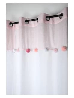 Ringgordijn "Zoeline" Lichtroze/wit - (L)260 X (B)140 Cm -Home Uitgebreid Winkel stof france ringgordijn zoeline lichtroze wit l 260 x b 140 cm 2