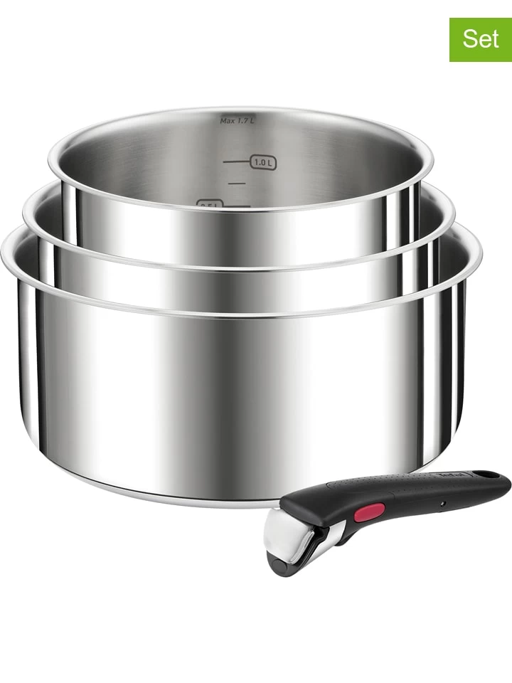 Tefal 3-delige Roestvrijstalen Steelpannenset "Ingenio Preference" 3 Tefal 3-delige Roestvrijstalen Steelpannenset "Ingenio Preference"