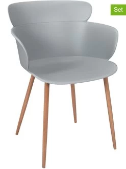 2-delige Set: Eetkamerstoelen Grijs - (B)54 X (H)82 X (D)60