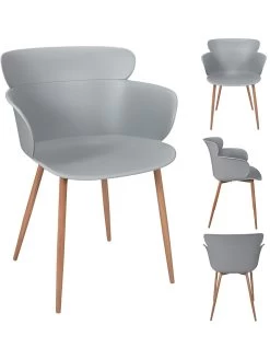 2-delige Set: Eetkamerstoelen Grijs - (B)54 X (H)82 X (D)60 -Home Uitgebreid Winkel the home deco factory 2 delige set eetkamerstoelen grijs b 54 x h 82 x d 60 4