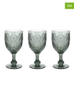 3-delige Set: Wijnglazen "Grigio" Grijs - 320 Ml