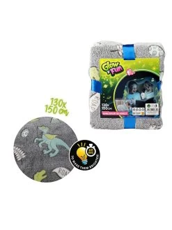 Toi Toys Fluorescerende Deken "Dino" Grijs - (L)130 X (B)150 Cm