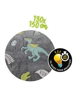 Toi Toys Fluorescerende Deken "Dino" Grijs - (L)130 X (B)150 Cm -Home Uitgebreid Winkel toi toys fluorescerende deken dino grijs l 130 x b 150 cm 3