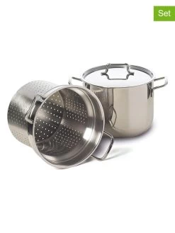 3-delige Set: Roestvrijstalen Pan Met Deksel "Eco" - 6 L