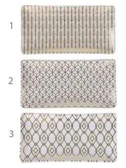 3-delige Set: Dienbladen "Charleston" Wit/goudkleurig - (L)24,5 X (B)13 Cm -Home Uitgebreid Winkel villa d este 3 delige set dienbladen charleston wit goudkleurig l 24 5 x b 13 cm 7