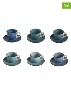 6-delige Set: Espressokoppen "Baita" Blauw - 90 Ml
