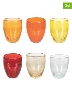 6-delige Set: Glazen "Acapulco" Rood/oranje/geel - 300 Ml