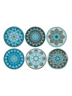 6-delige Set: Serveerborden "Cala" Lichtblauw/blauw - Ø 33 Cm -Home Uitgebreid Winkel villa d este 6 delige set serveerborden cala lichtblauw blauw o 33 cm 6