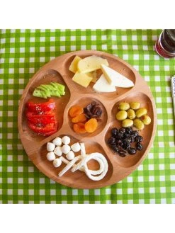 Serveerplateau Lichtbruin - Ø 30 Cm -Home Uitgebreid Winkel violeta home serveerplateau lichtbruin o 30 cm 1