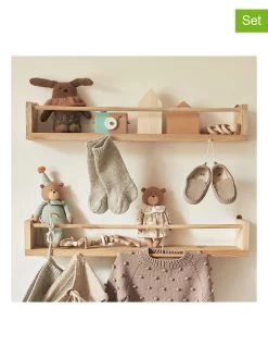 2-delige Set: Wandmeubels Naturel - (L)80 X (B)10 Cm