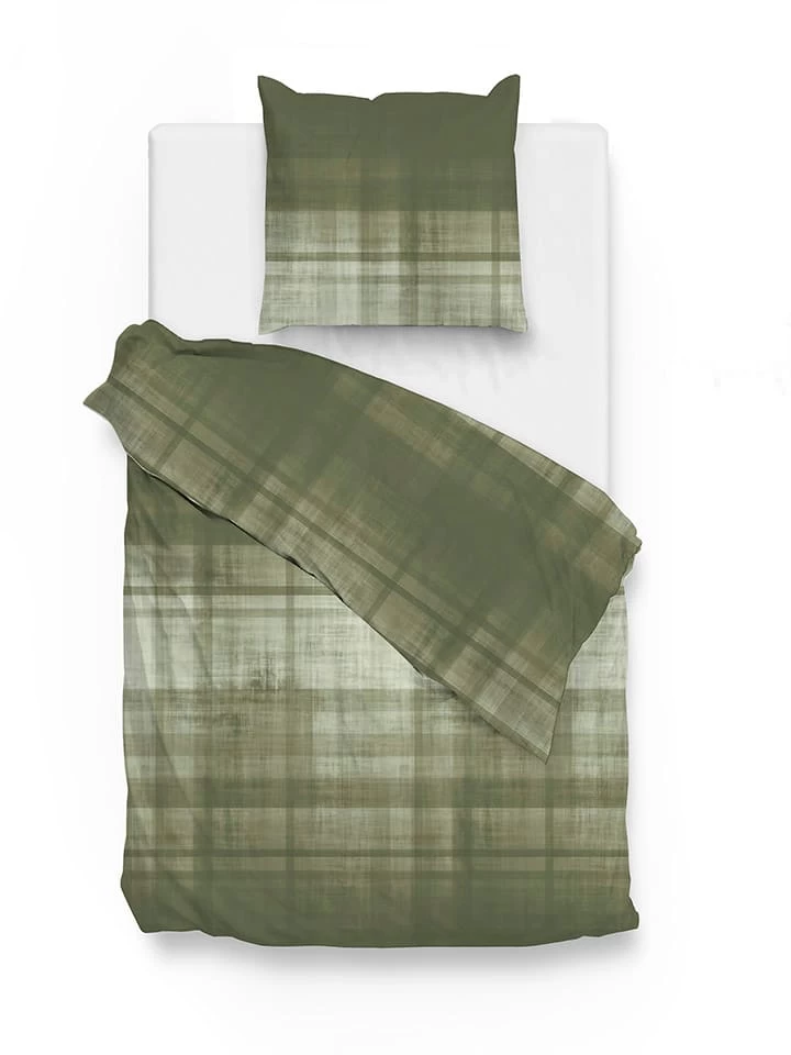 Flanellen Beddengoedset "Marley" Groen 3 Flanellen Beddengoedset "Marley" Groen